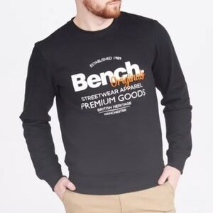 Bench Casual Comfy Long Sleeve Pullover Sweater Sweatshirt Top Black